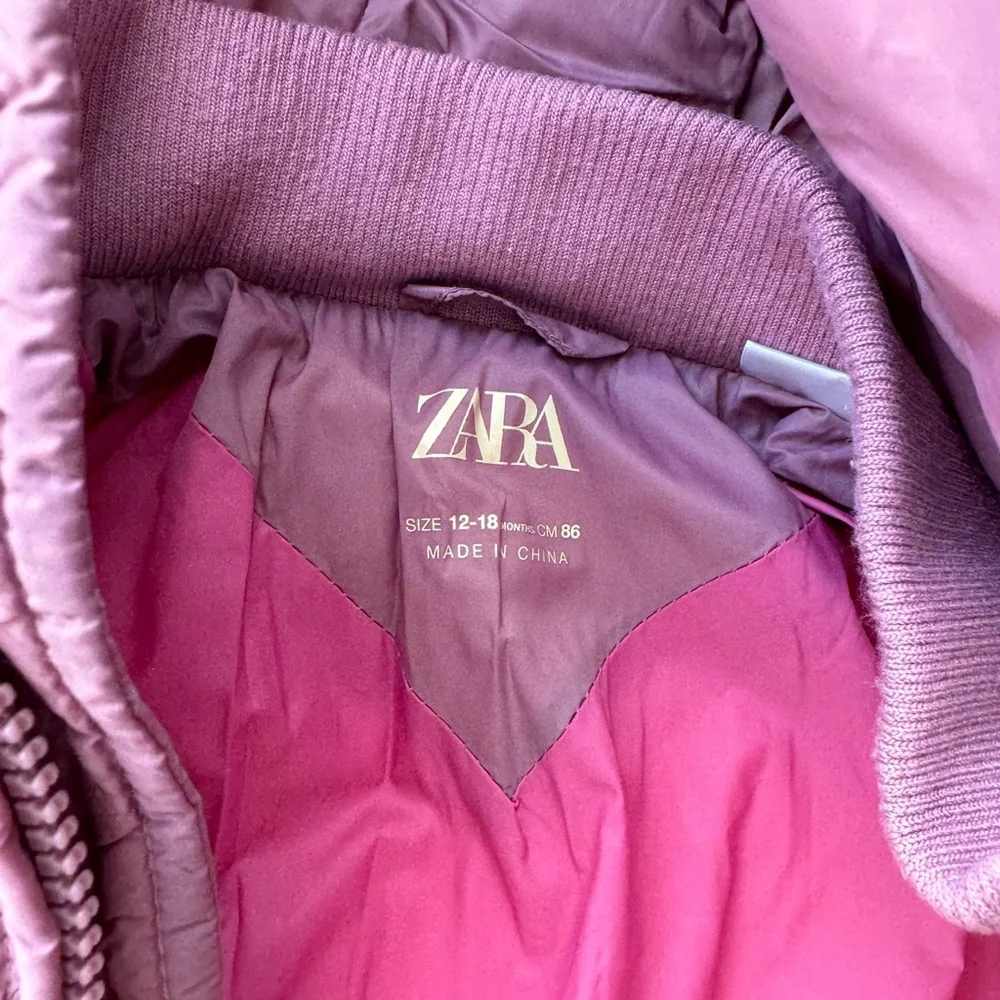 Zara purple puffer toddler jacket 12-18 months